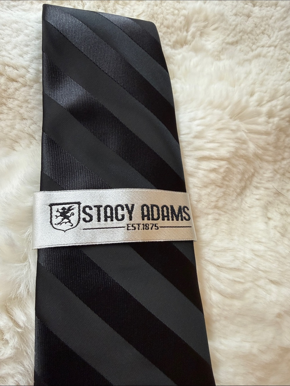 Stacy Adams Black and Gray Diagonal Stripe Tie with Pocket Square